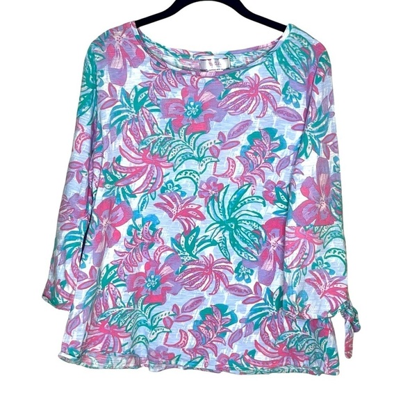 Stella Parker Tops - STELLA PARKER Tropical Tie Knot Sleeve Top